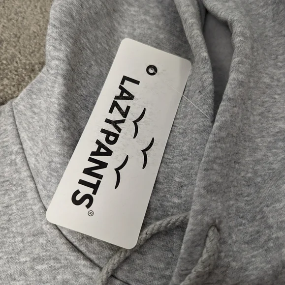 Lazypants Heather Grey Pullover Hoodie - Soft Cotton Blend, Size Small Oversized - Picture 5 of 9